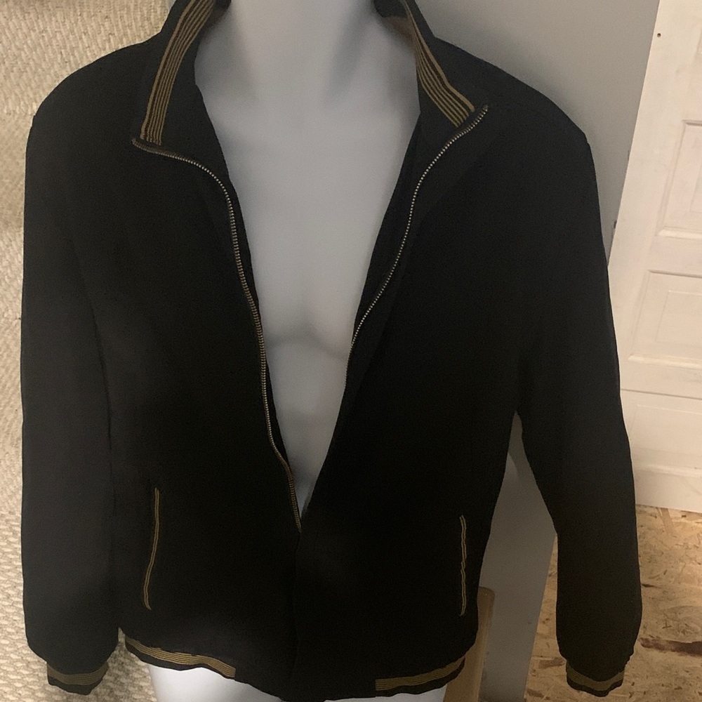 Women's Black Bomber Jacket with Contrast Trim